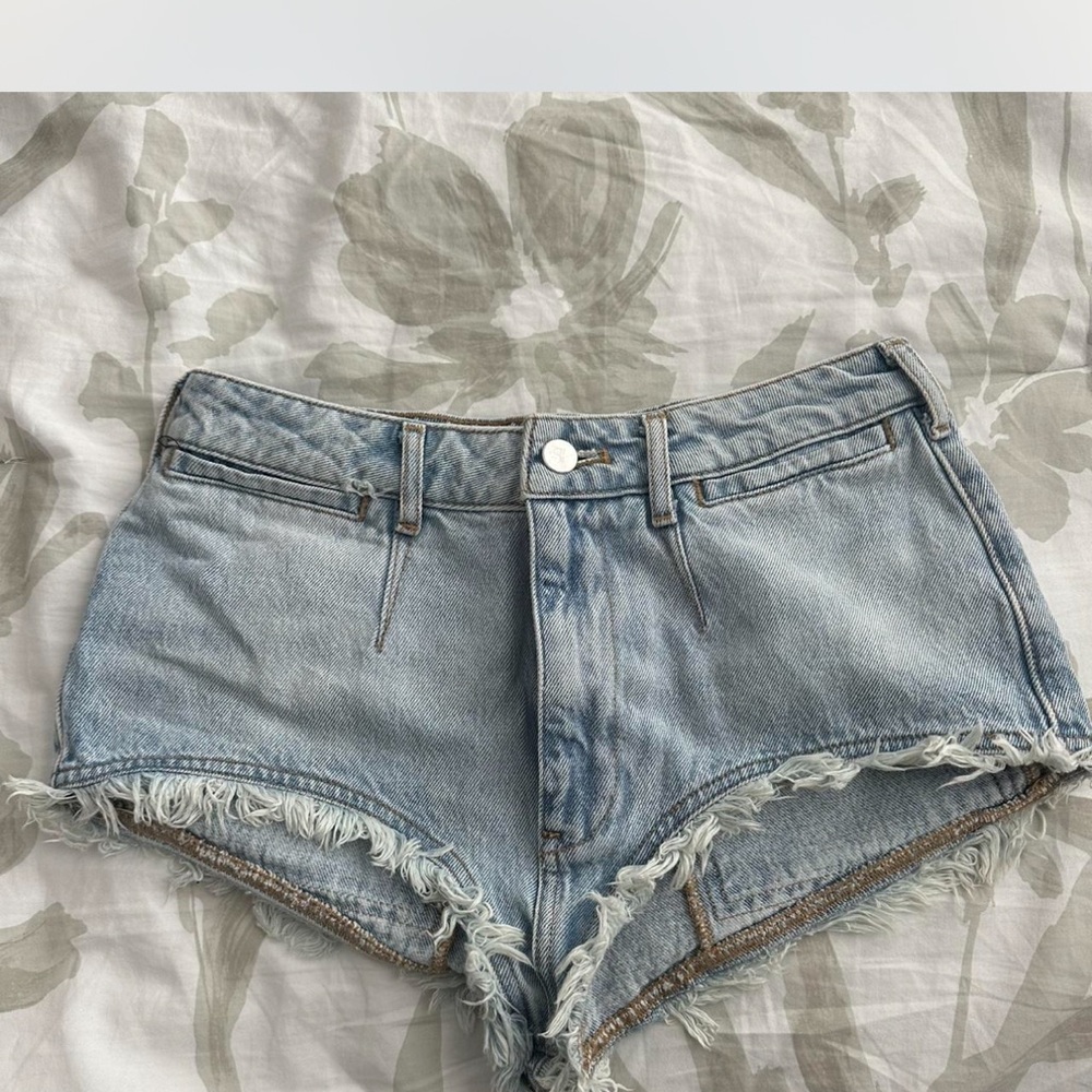 Pilcro Light Blue Frayed Jean Shorts